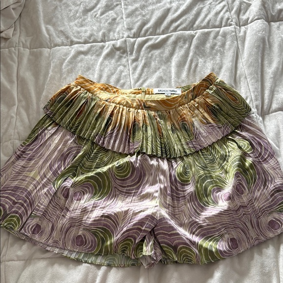 Andrea Iyamah Purple pleated top and purple and Green Pleated shorts (set) - Picture 2 of 4